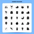 Solid 25 Summer Food Drink Icon set. Vector Glyph Style Design Black Icons Set. Web and Mobile Business ideas design Vector Royalty Free Stock Photo