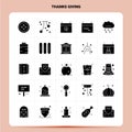 Solid 25 Thanks Giving Icon set. Vector Glyph Style Design Black Icons Set. Web and Mobile Business ideas design Vector