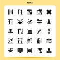 Solid 25 Tools Icon set. Vector Glyph Style Design Black Icons Set. Web and Mobile Business ideas design Vector Illustration Royalty Free Stock Photo