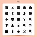 Solid 25 Tools Icon set. Vector Glyph Style Design Black Icons Set. Web and Mobile Business ideas design Vector Illustration Royalty Free Stock Photo