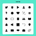 Solid 25 Twitter Icon set. Vector Glyph Style Design Black Icons Set. Web and Mobile Business ideas design Vector Illustration Royalty Free Stock Photo