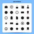 Solid 25 User Interface Icon set. Vector Glyph Style Design Black Icons Set. Web and Mobile Business ideas design Vector Royalty Free Stock Photo