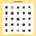 Solid 25 User Interface Icon set. Vector Glyph Style Design Black Icons Set. Web and Mobile Business ideas design Vector Royalty Free Stock Photo