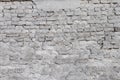 Solid wall with white bricks in vintage style as grey stonewall background or wallpaper with urban house architecture seamless age Royalty Free Stock Photo