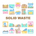 Solid Waste Management Business Icons Set Vector