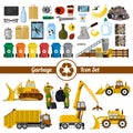 Solid-waste management. Dumpsters and and waste types. Special equipment for dumps and workers