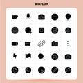 Solid 25 WhatsApp Icon set. Vector Glyph Style Design Black Icons Set. Web and Mobile Business ideas design Vector Illustration Royalty Free Stock Photo