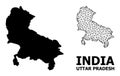 Solid and Wire Frame Map of Uttar Pradesh State