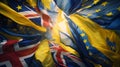 Solidarity at Eurovision: Union Jack and Ukrainian Flags. Generative AI