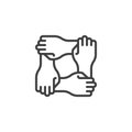 Solidarity hands line icon