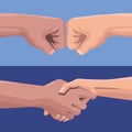 solidarity hands pair icons Royalty Free Stock Photo