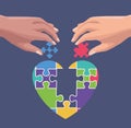 solidarity hands playing puzzle Royalty Free Stock Photo