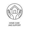 Solidarity and home care and support for cancer patients cancer malignant disease vector line icon
