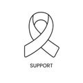 Solidarity and home care and support for cancer patients cancer malignant disease vector line icon