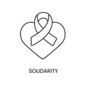 Solidarity and home care and support for cancer patients cancer malignant disease vector line icon