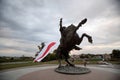 In solidarity with the people of Belarus, next to the Kaunas Castle and the Vytis Monument with the help of the kite the national