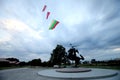 In solidarity with the people of Belarus, next to the Kaunas Castle and the Vytis Monument with the help of the kite the national