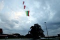 In solidarity with the people of Belarus, next to the Kaunas Castle and the Vytis Monument with the help of the kite the national