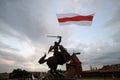 In solidarity with the people of Belarus, next to the Kaunas Castle and the Vytis Monument with the help of the kite the national