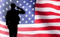 Solider Saluting Against The American Flag Royalty Free Stock Photo