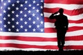 Solider Silhouette With American Flag