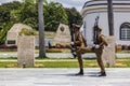 Soliders march outside the Jose Marti mausoleum