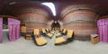 SOLIGORSK, BELARUS - MARCH 8, 2014: full 360 degree panorama in equirectangular spherical equidistant projection in rest dayroom
