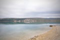 Soline town - Island Krk and beautiful Green sand Bay, Croatia . Calm Adriatic Sea. Croatian coastline. Soline bay on the island o Royalty Free Stock Photo