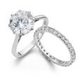 Solitaire Engagement Ring with Fully Set Diamond Wedding Ring