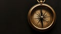 A solitary antique compass, isolated against a clean smooth single color backdrop