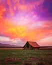 Solitary Barn in Sunset Skies