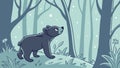Solitary Bear Vector in Deep, Dark Forest Environment, vector design Generative AI Royalty Free Stock Photo