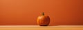 Solitary Beauty: A Captivating Pumpkin Gracing the Orange Canvas AI generated