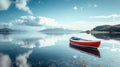 Solitary Boat Adrift in Norway's Fjords. Captivating Landscape Royalty Free Stock Photo