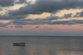 Solitary boat dawn seascape