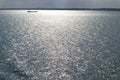 Solitary boat on ocean Royalty Free Stock Photo