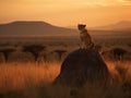 A Solitary Cheetah Under the African Sunrise