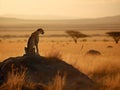 A Solitary Cheetah Under the African Sunrise