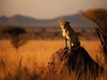 A Solitary Cheetah Under the African Sunrise