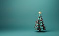 A solitary Christmas tree on a lush green backdrop