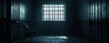 Solitary Confinement Dark Cell, Single Chair, Bars, Light, Prison, Imprisonment Solitary Confinement, Prison Cell Royalty Free Stock Photo