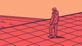 Solitary Figure on Grid Platform in Abstract Space, vector design Generative AI Royalty Free Stock Photo