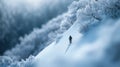 Solitary Figure Hiking Snowy Mountain Path Royalty Free Stock Photo
