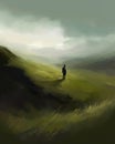 A solitary figure overlooks a sweeping landscape highlighting the feeling of being alone but with the knowledge