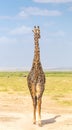 Solitary giraffe in Amboseli national park, Kenya. Royalty Free Stock Photo