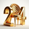 Project AI Generated Illustration Golden Chair New Year 2024 D13063