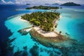 A solitary island located in the middle of the ocean, under the vast clear blue sky, San Andres & Providencia Islands Caribbean