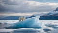 A lone polar bear braving the icy chaos, AI generated Royalty Free Stock Photo