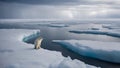 A lone polar bear braving the icy chaos, AI generated Royalty Free Stock Photo