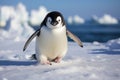 Solitary Penguin's March on a Crisp Antarctic Day - Embracing the Chill of the Wild. Generative AI